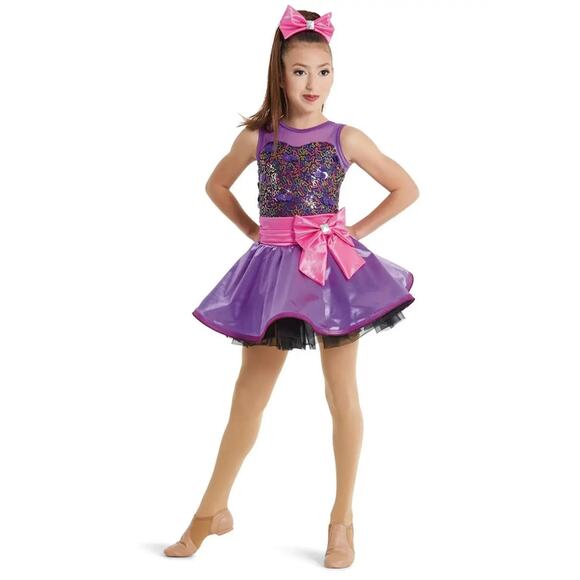 Dance Costume Weissman 12147 Medium Adult Pink Purple Sequin Tutu Jazz Sequin - Picture 2 of 4